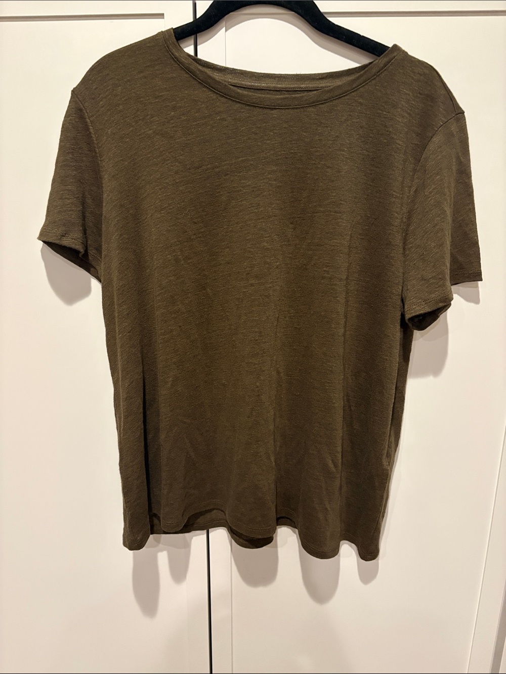 Eileen Fisher  Short Sleeve Brown Linen Crewneck Tee